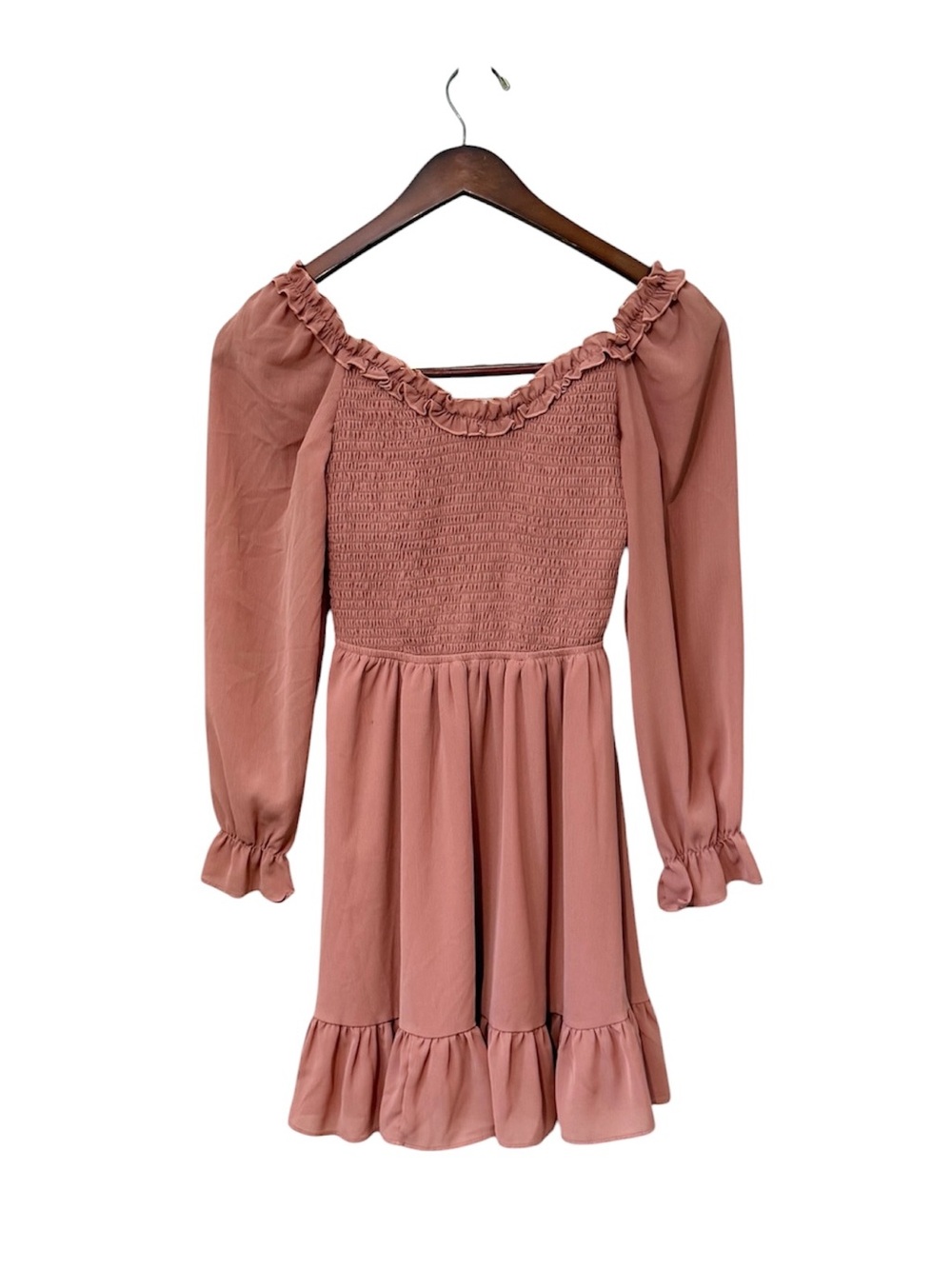 Exlura Long Sleeve Mini Dress Dusty Rose Size Small